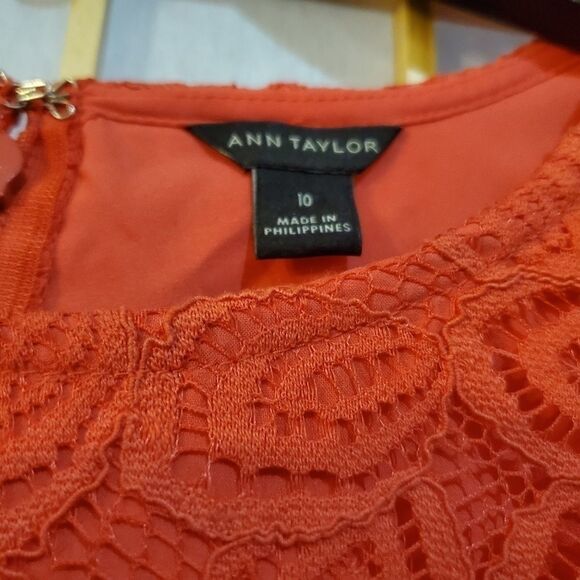 Ann Taylor Lace Ruffle Sleeve Dress Sz 10 - Picture 5 of 8